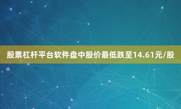 股票杠杆平台软件盘中股价最低跌至14.61元/股